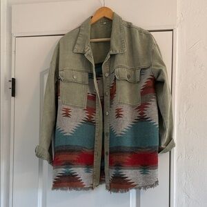 Southwestern Patterned Jean Jacket
